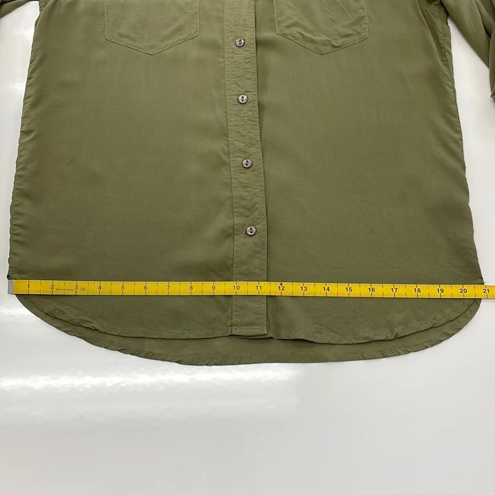 Frye • Olive Green Button-down Addie Top with Front Chest Pockets - Picture 8 of 12